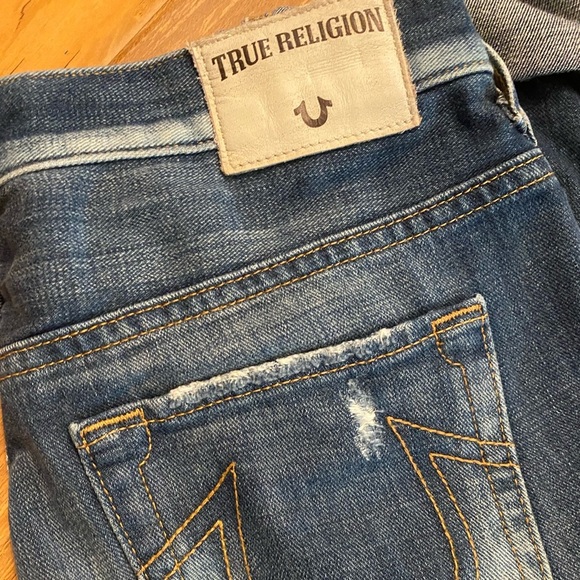 🔥NEW TRUE RELIGION DISTRESSED SLIM BOYFRIEND JEANS DARK WASHED MADE IN USA! 16 - Picture 2 of 3